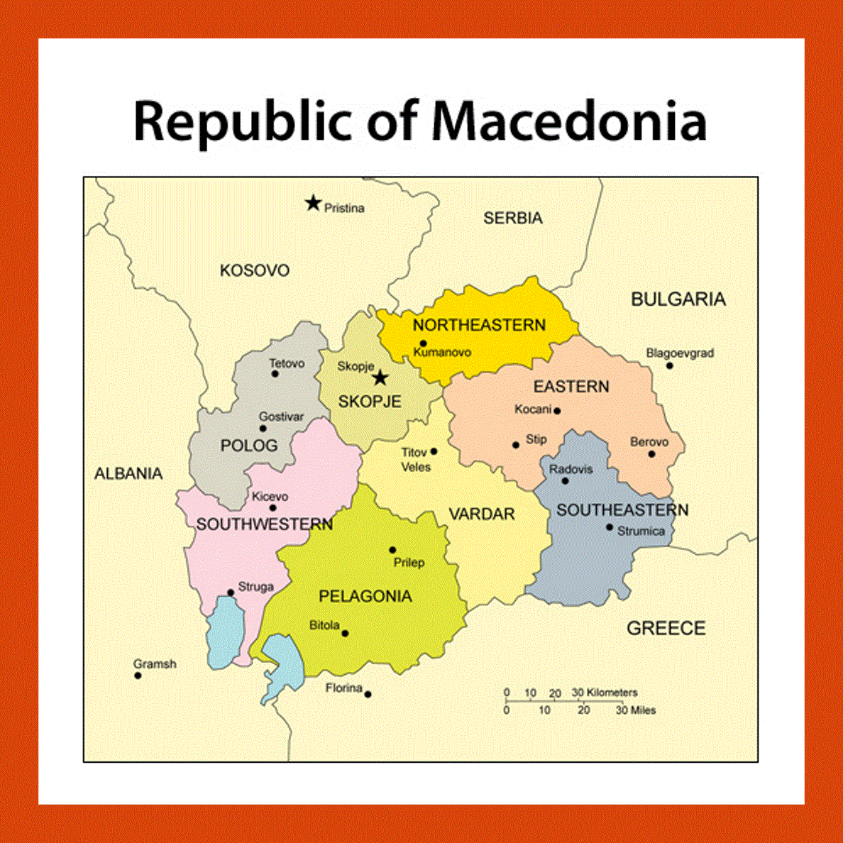 Administrative map of Macedonia