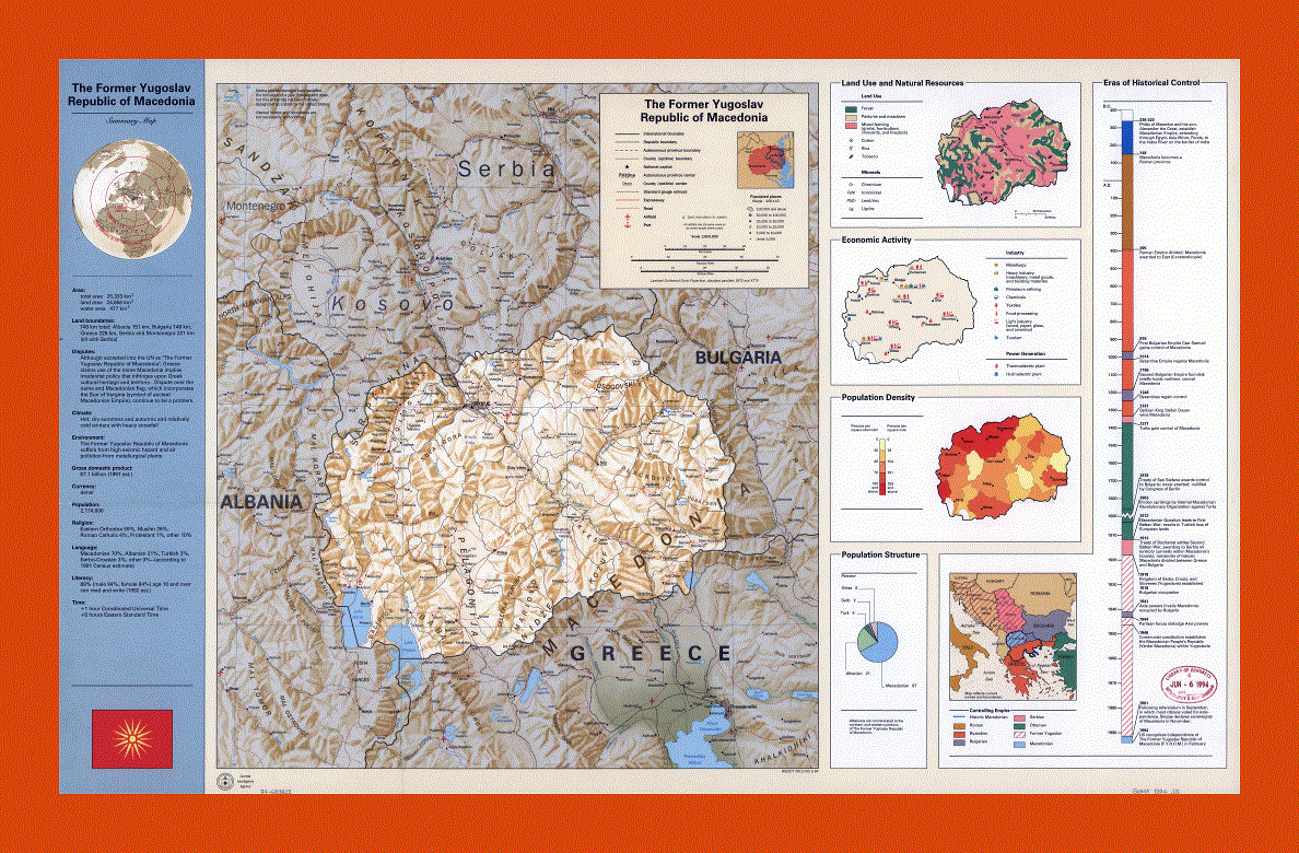 Country profile map of Macedonia - 1994