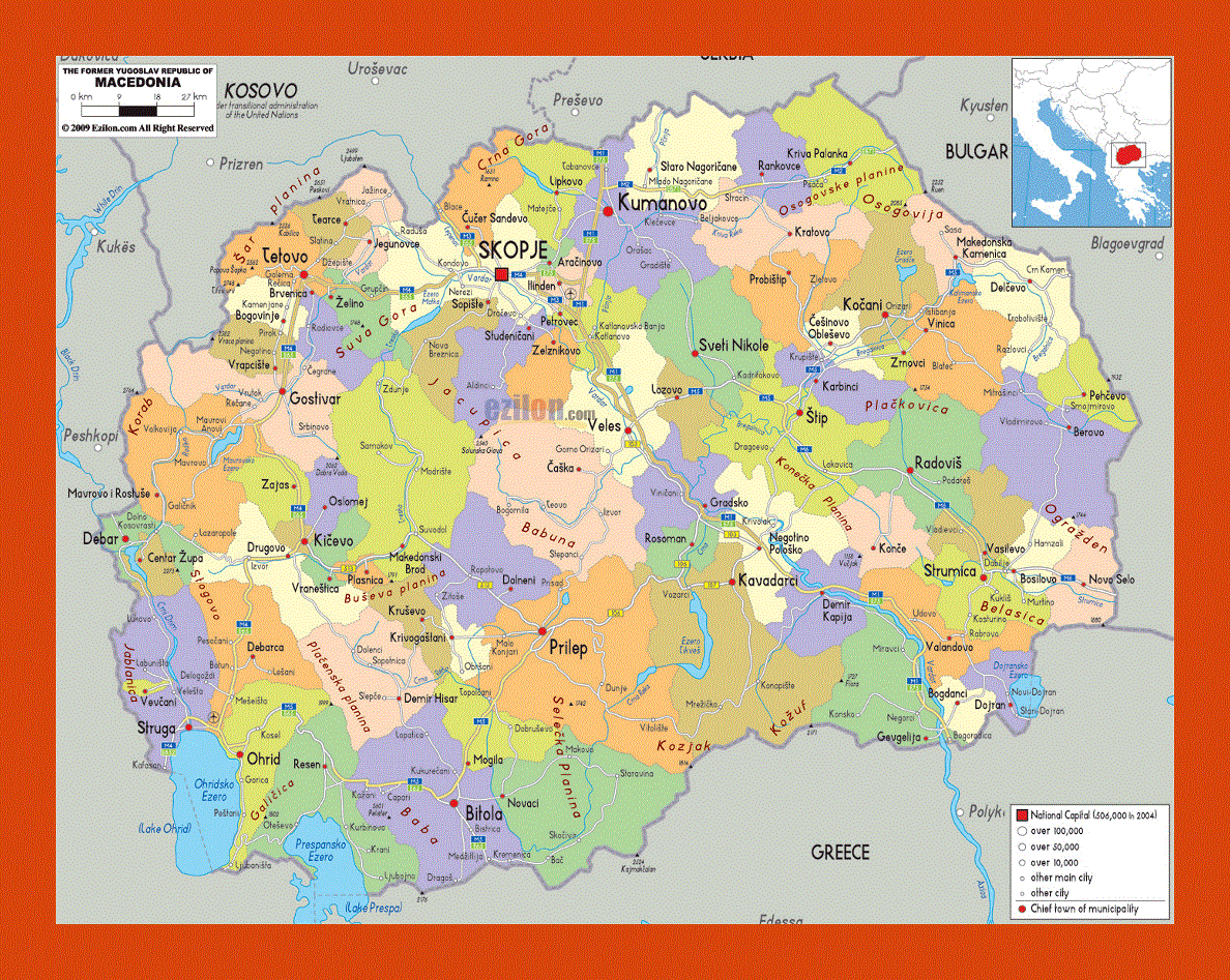 Political and administrative map of Macedonia