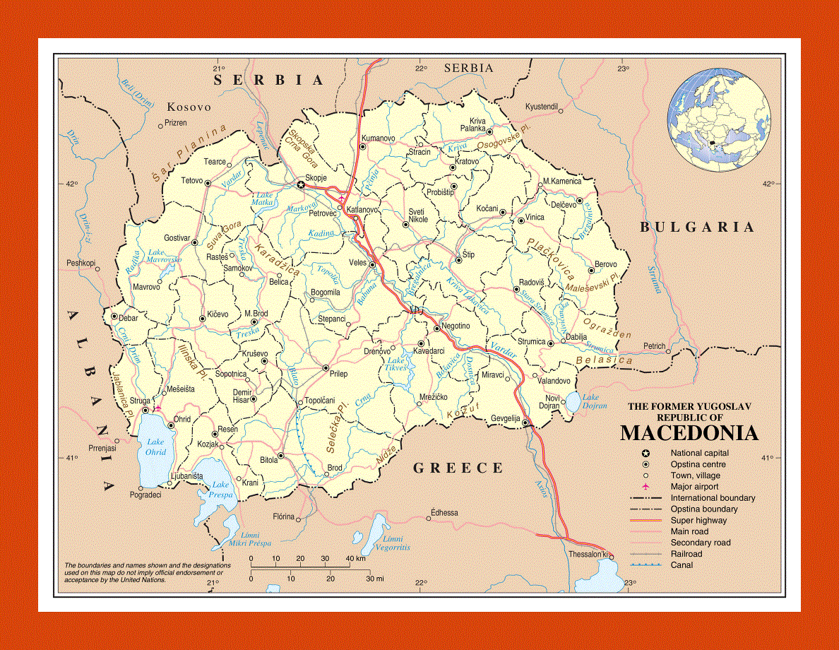 Political and administrative map of Macedonia