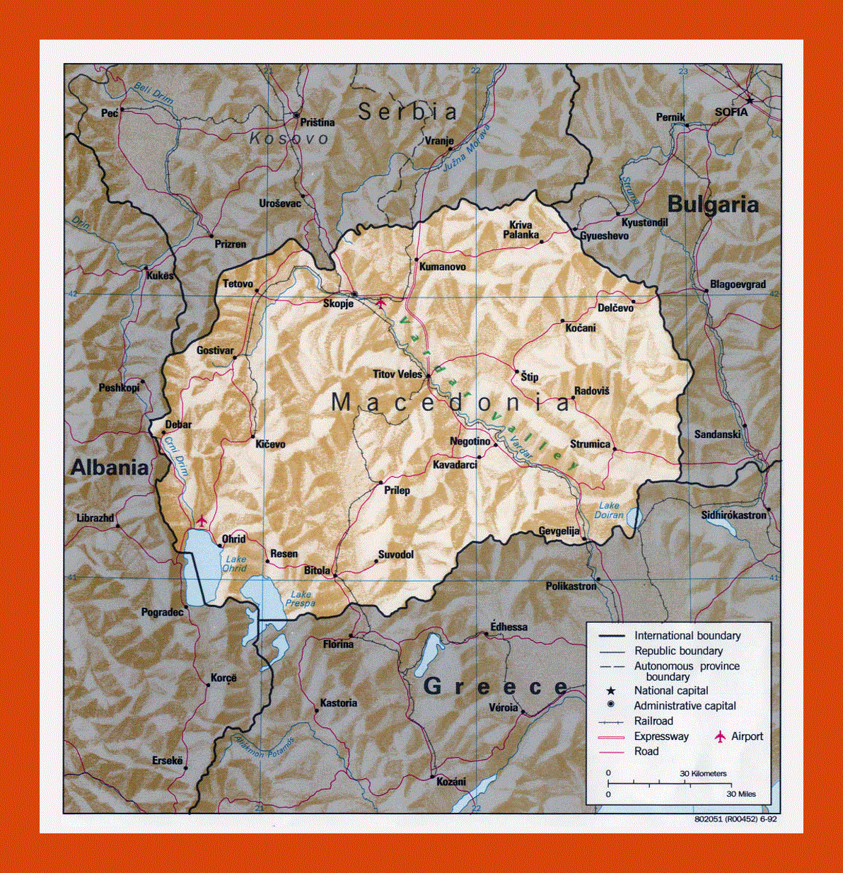Political map of Macedonia - 1992