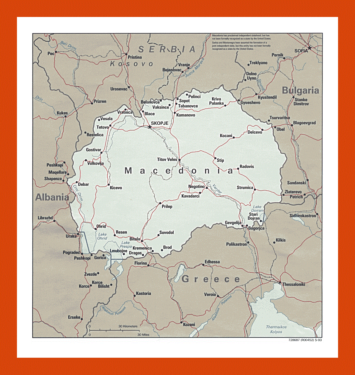 Political map of Macedonia - 1993