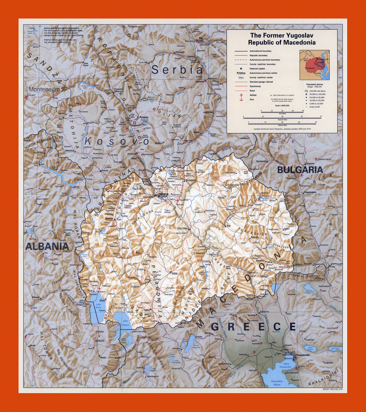 Political map of Macedonia - 1994