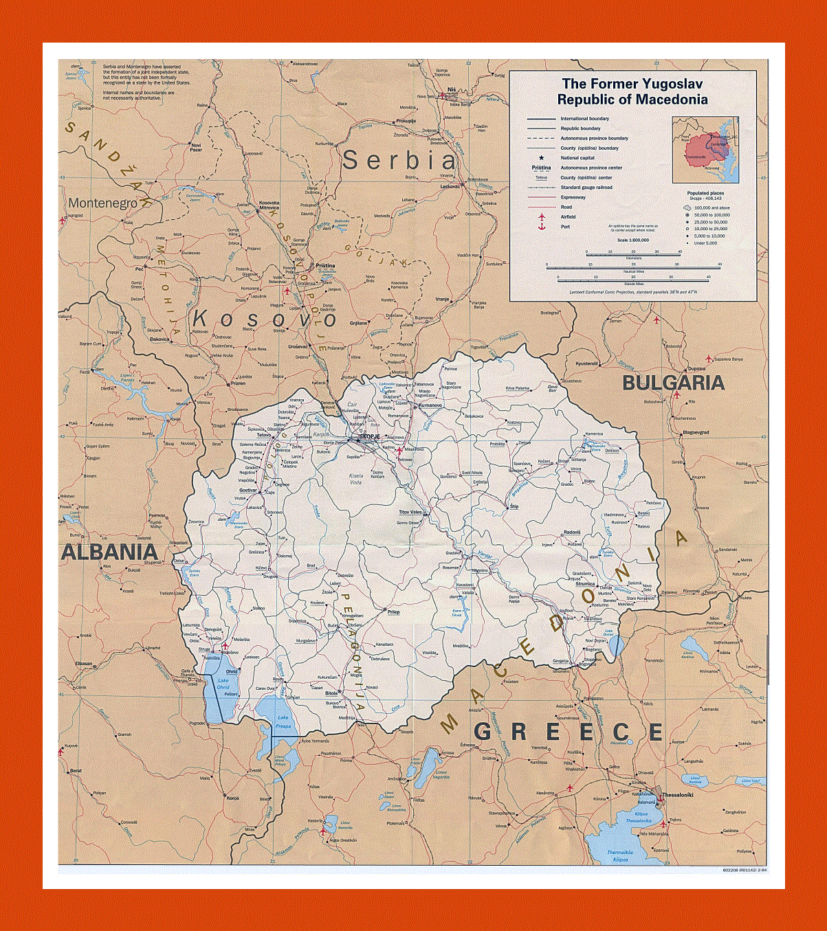 Political map of Macedonia - 1994