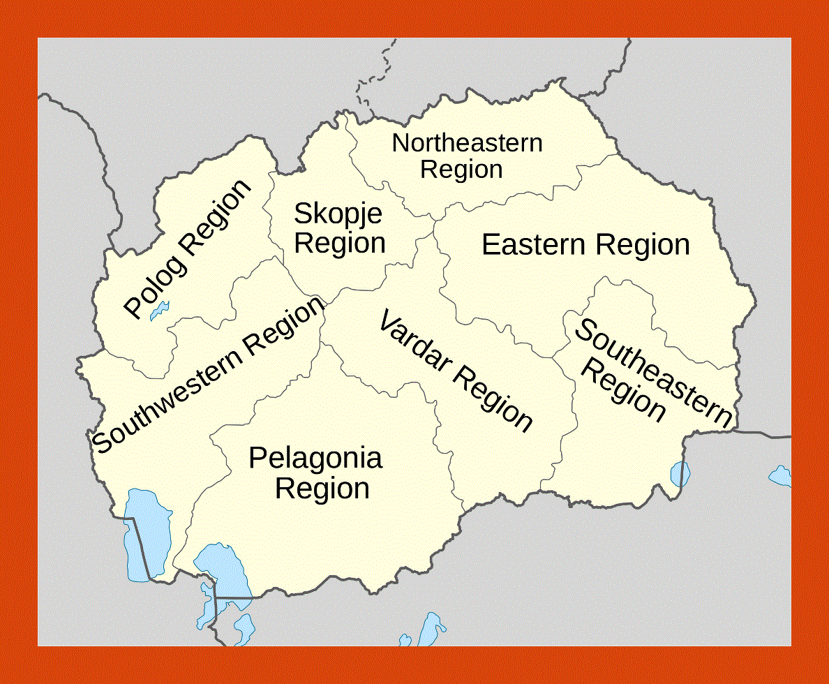 Regions map of Macedonia