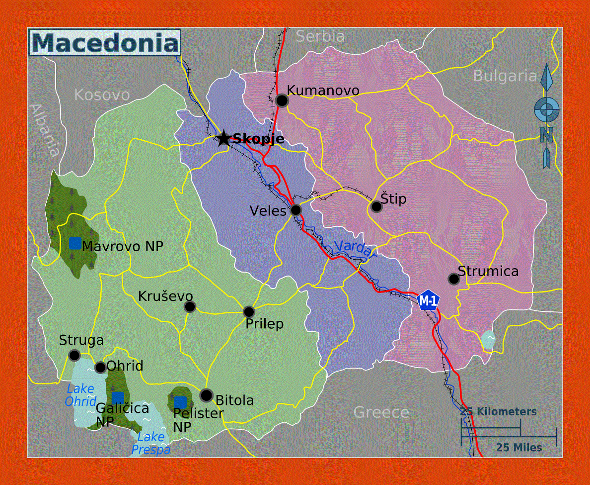 Regions map of Macedonia
