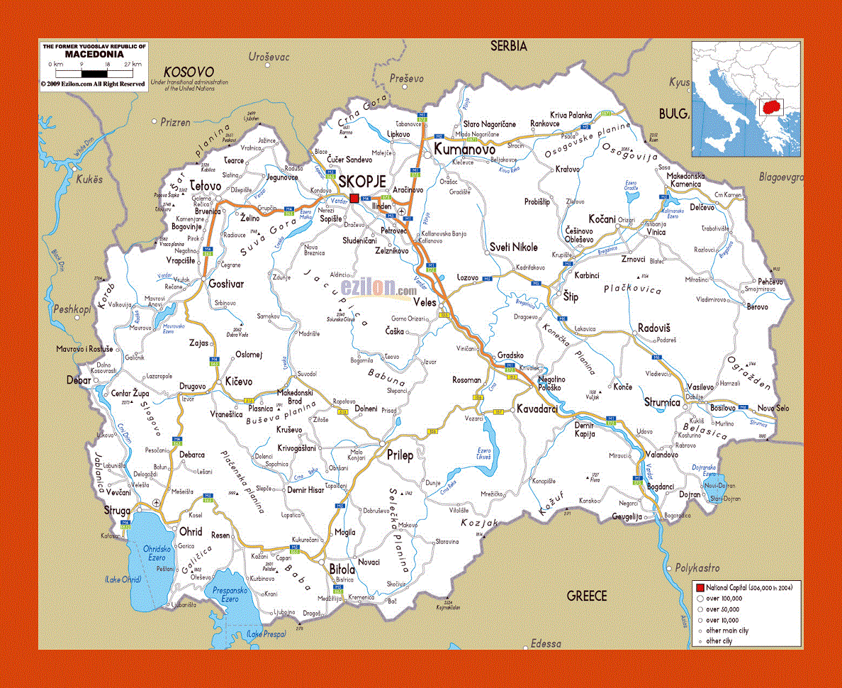 Road map of Macedonia