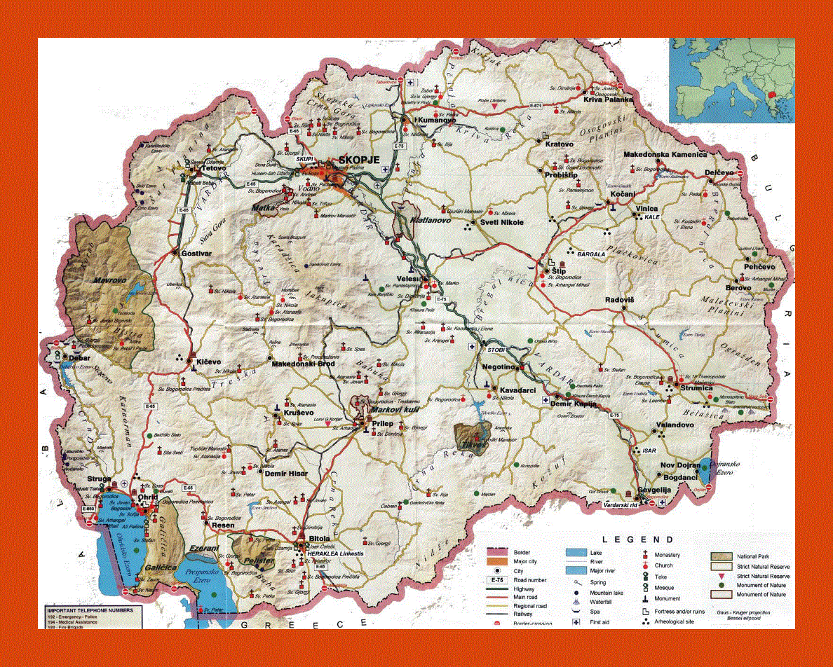 Tourist map of Macedonia