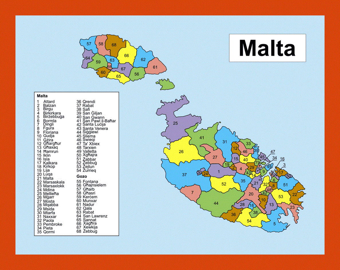 Administrative map of Malta