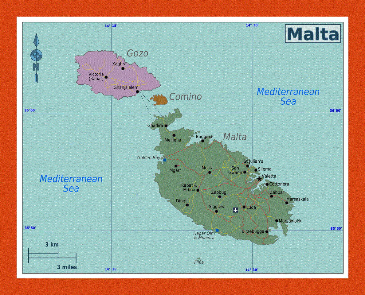 Map of Malta and Gozo
