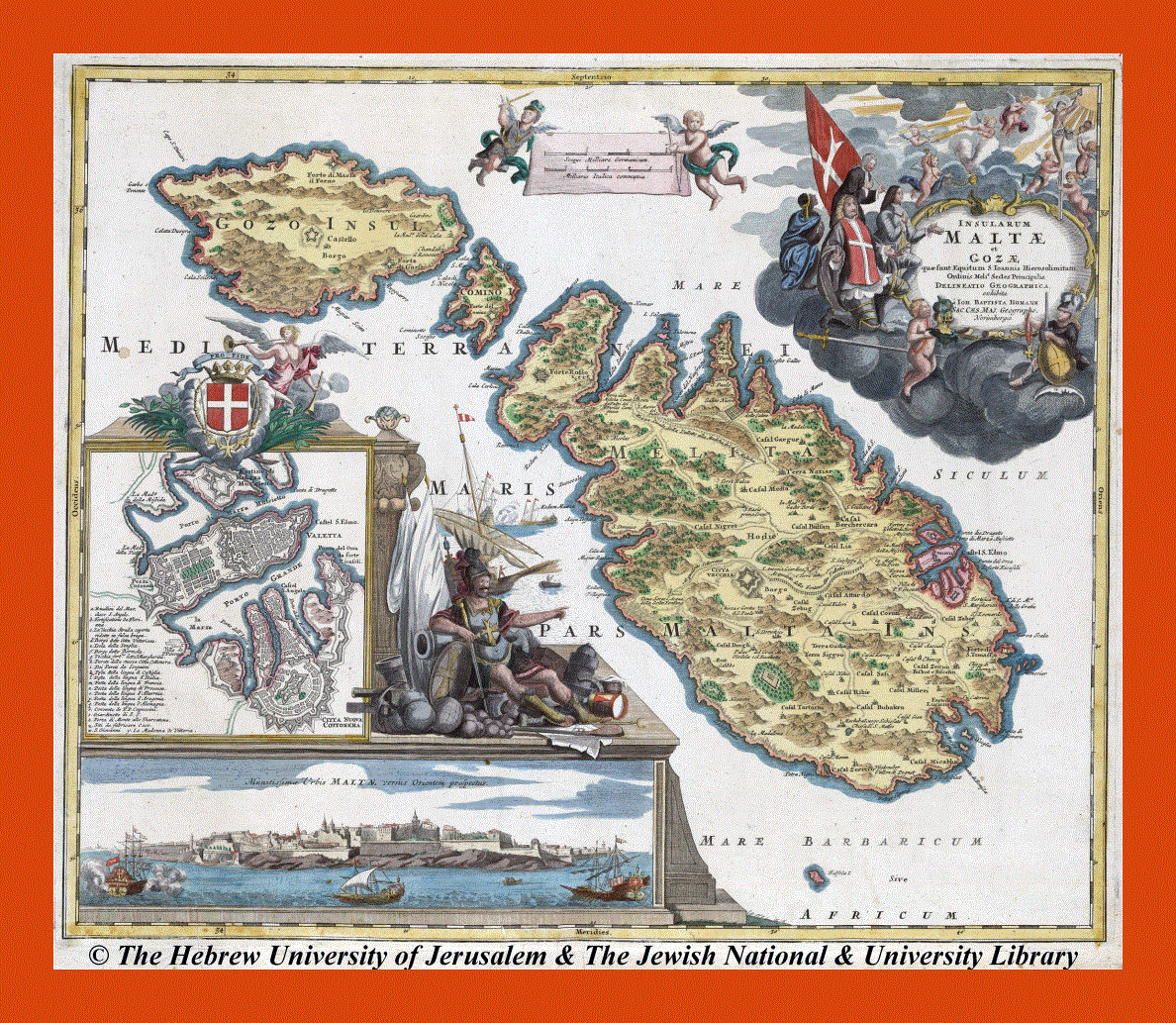 Old map of Malta and Gozo - 1720