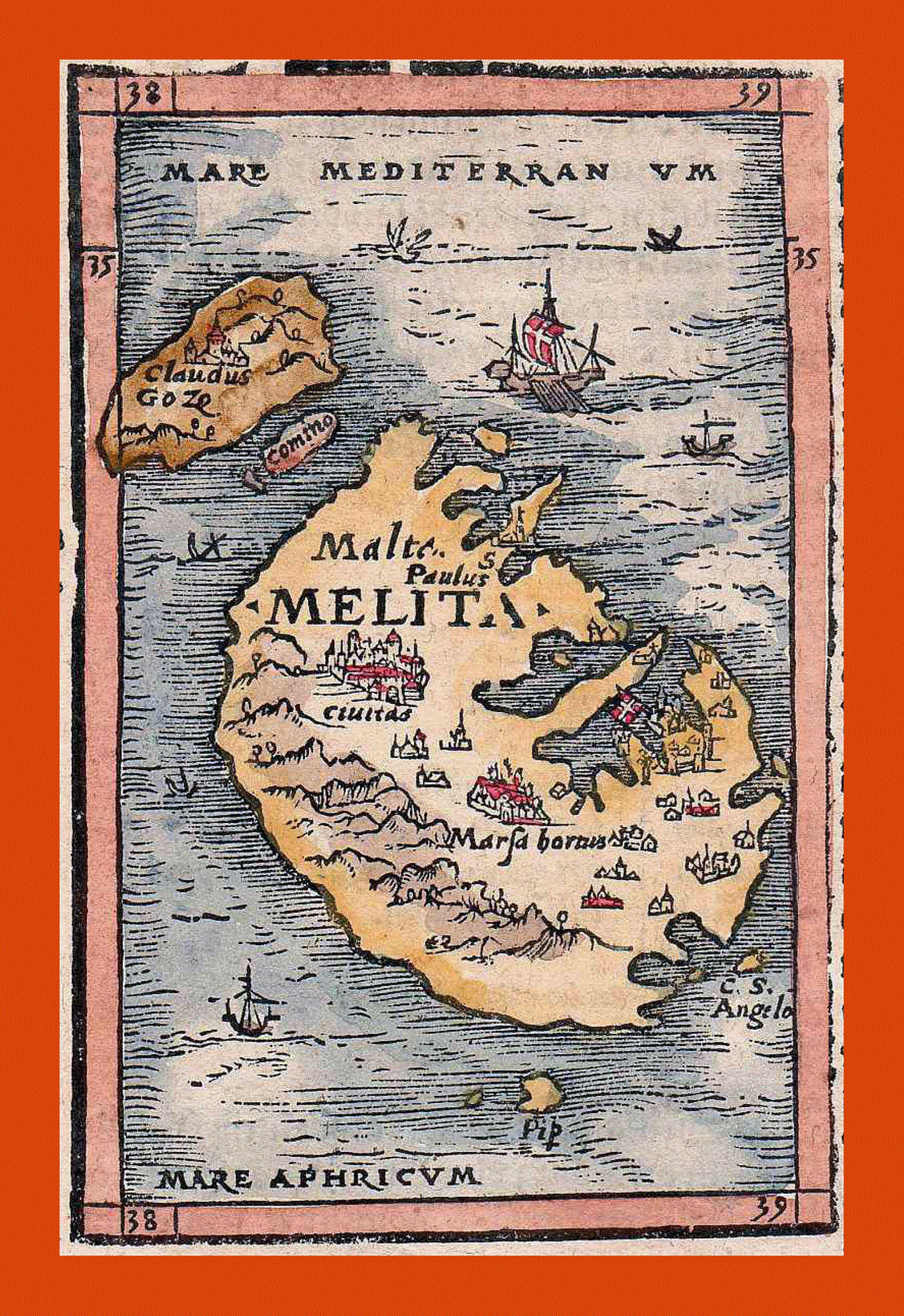 Old map of Malta and Gozo