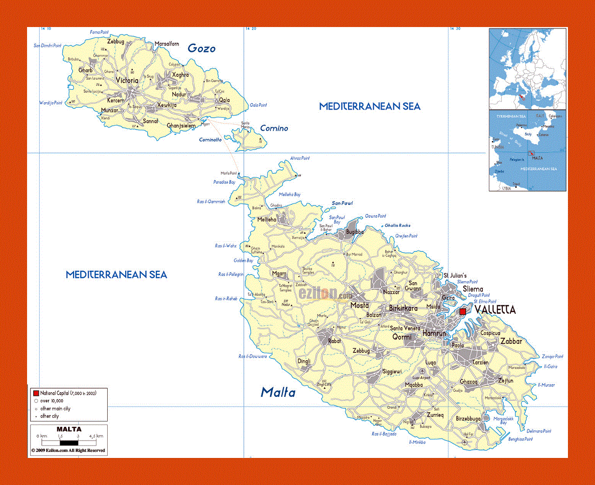 Political map of Malta