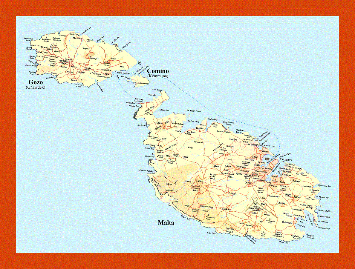 Road map of Malta