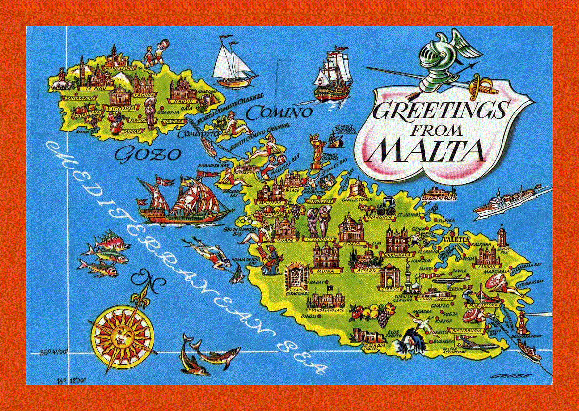 Tourist illustrated map of Malta
