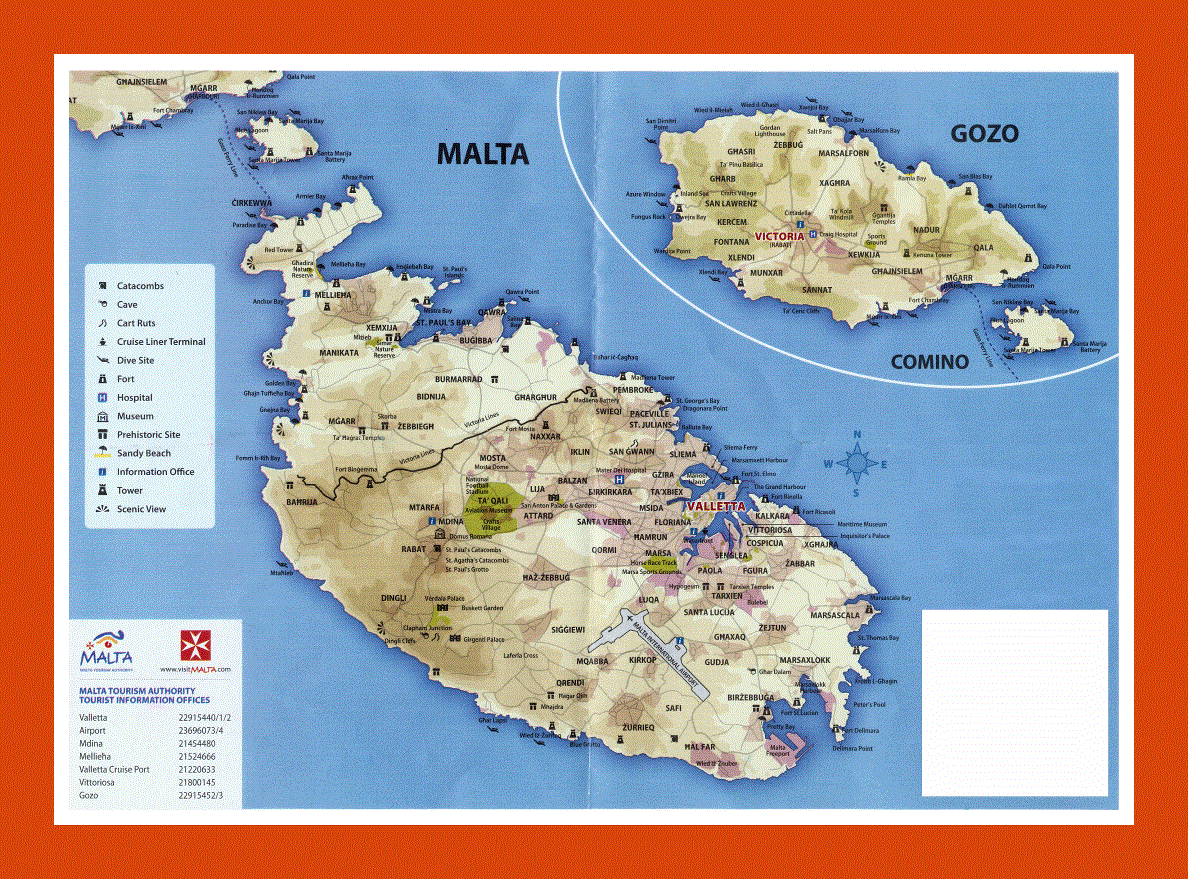 Tourist map of Malta and Gozo