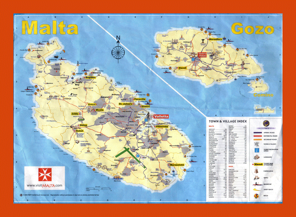 Tourist map of Malta and Gozo