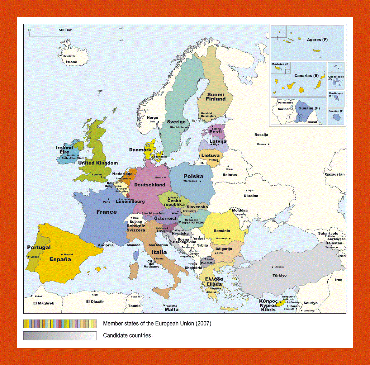 Map of Member States of the European Union - 2007