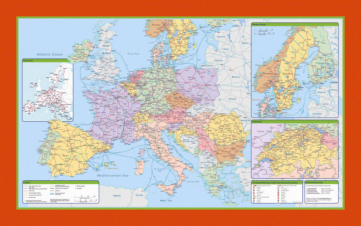 Map of railroads of Europe