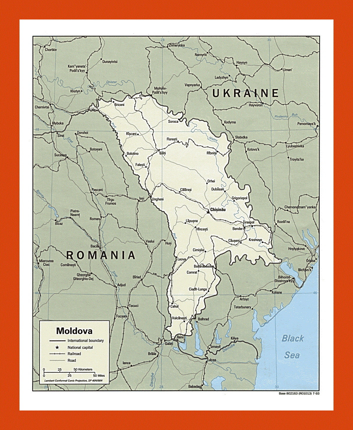 Political map of Moldova - 1993