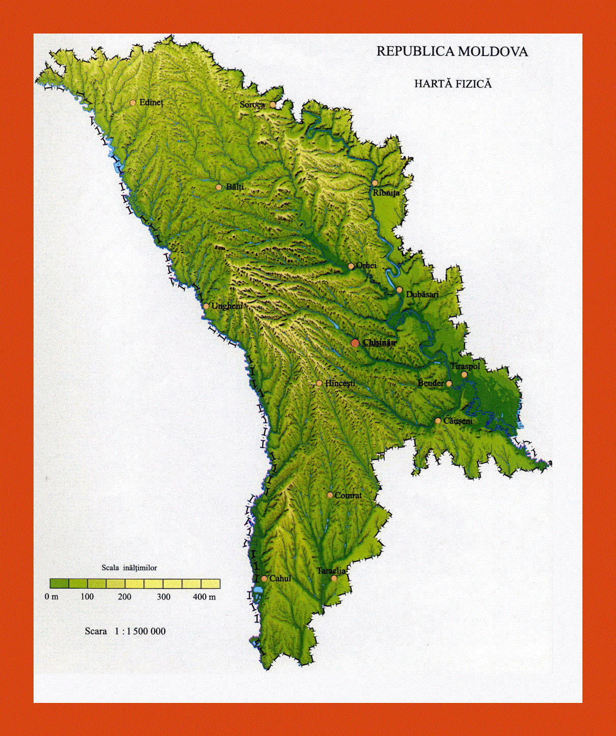 Relief map of Moldova