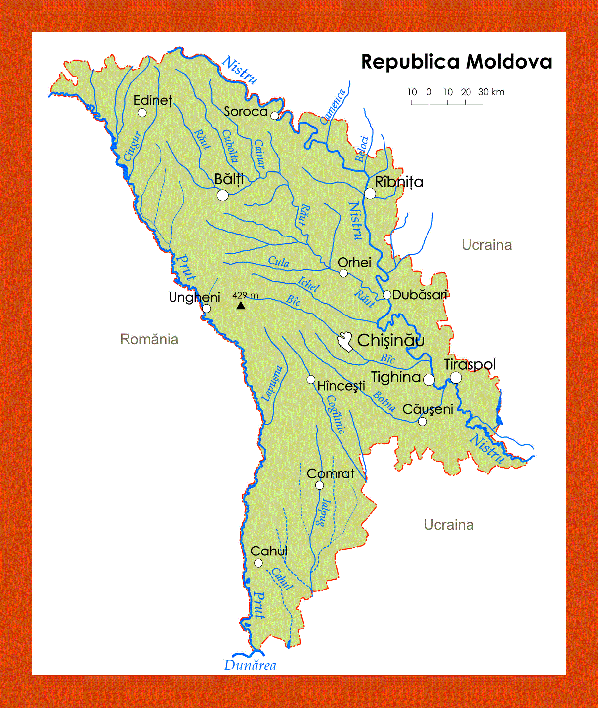 Rivers map of Moldova
