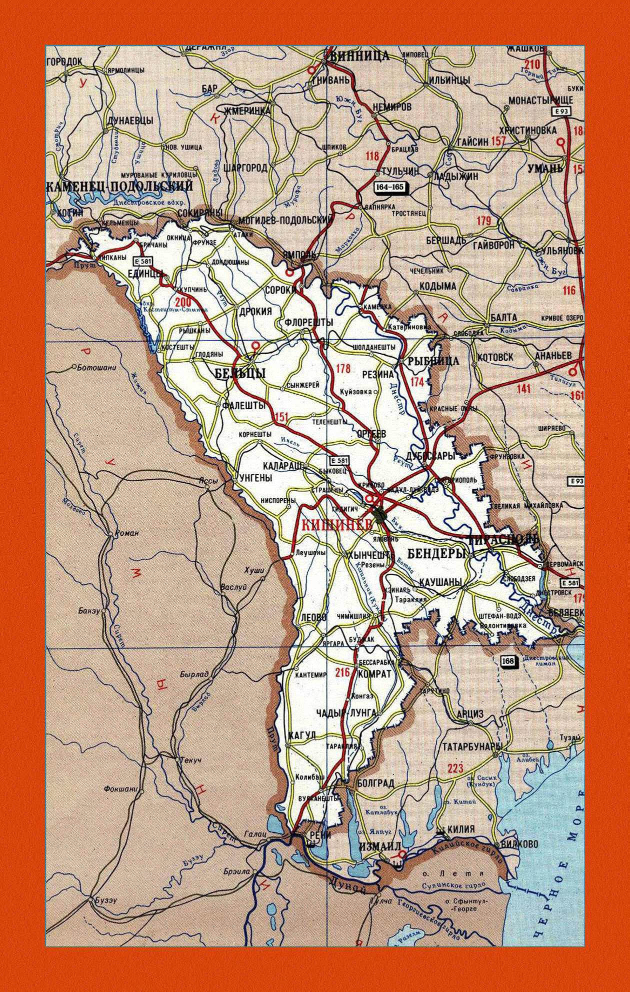 Road map of Moldova in russian