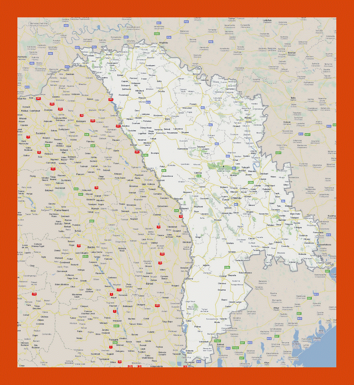 Road map of Moldova