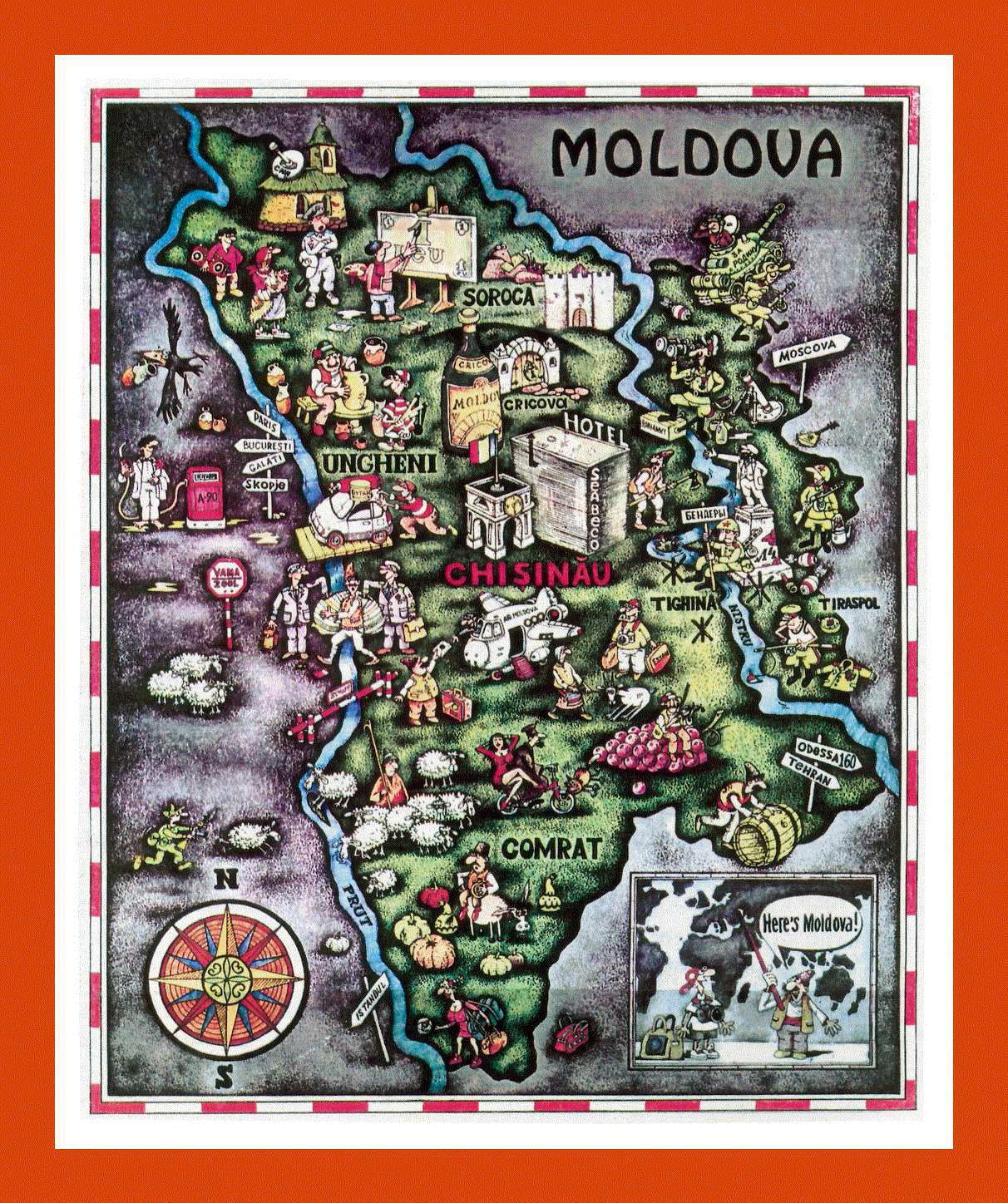 Tourist illustrated map of Moldova