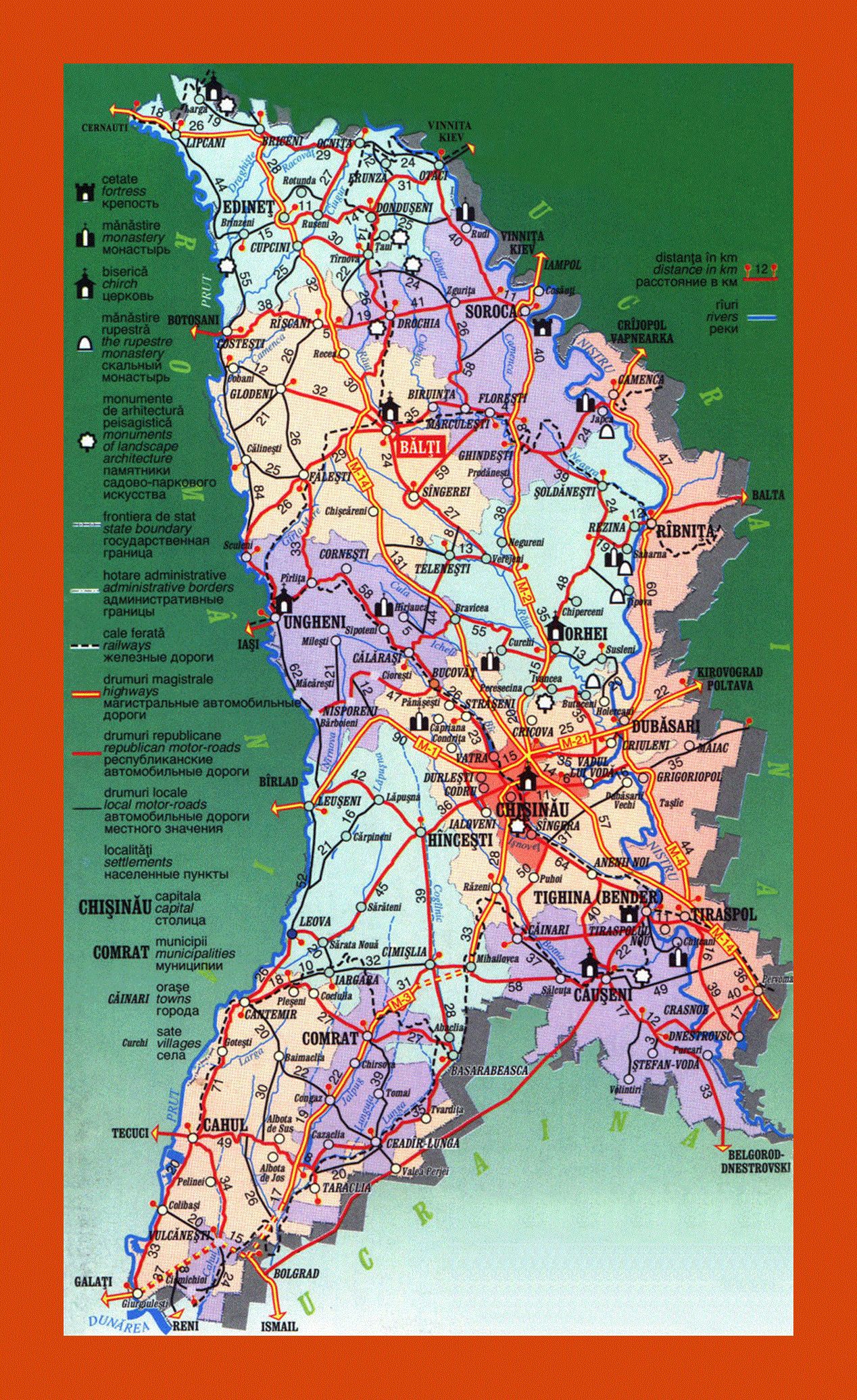 Tourist map of Moldova