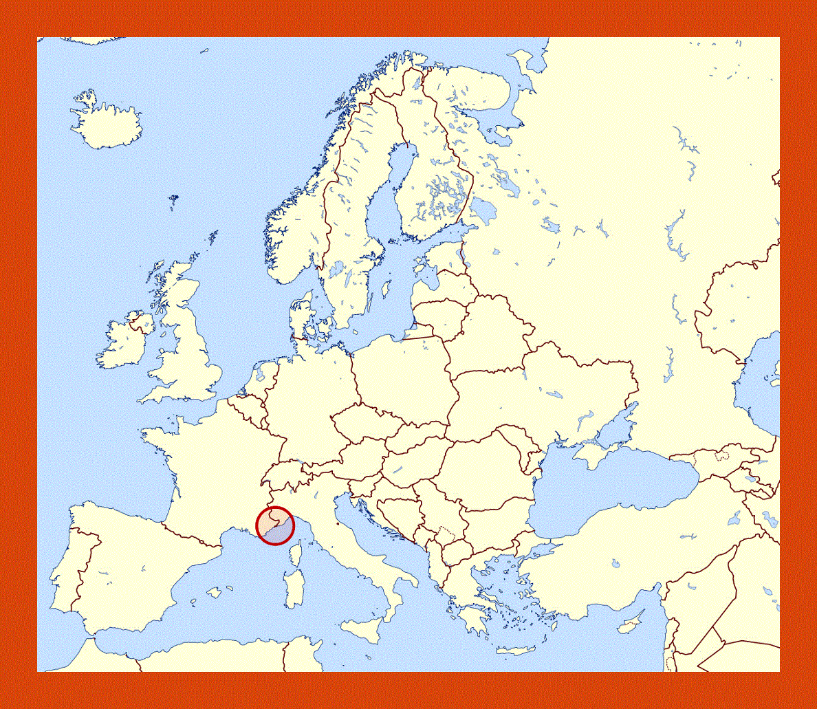 Location map of Monaco in Europe