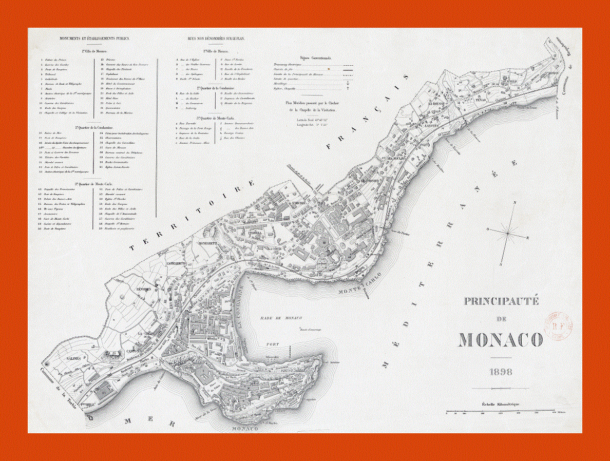 Old map of Monaco - 1898