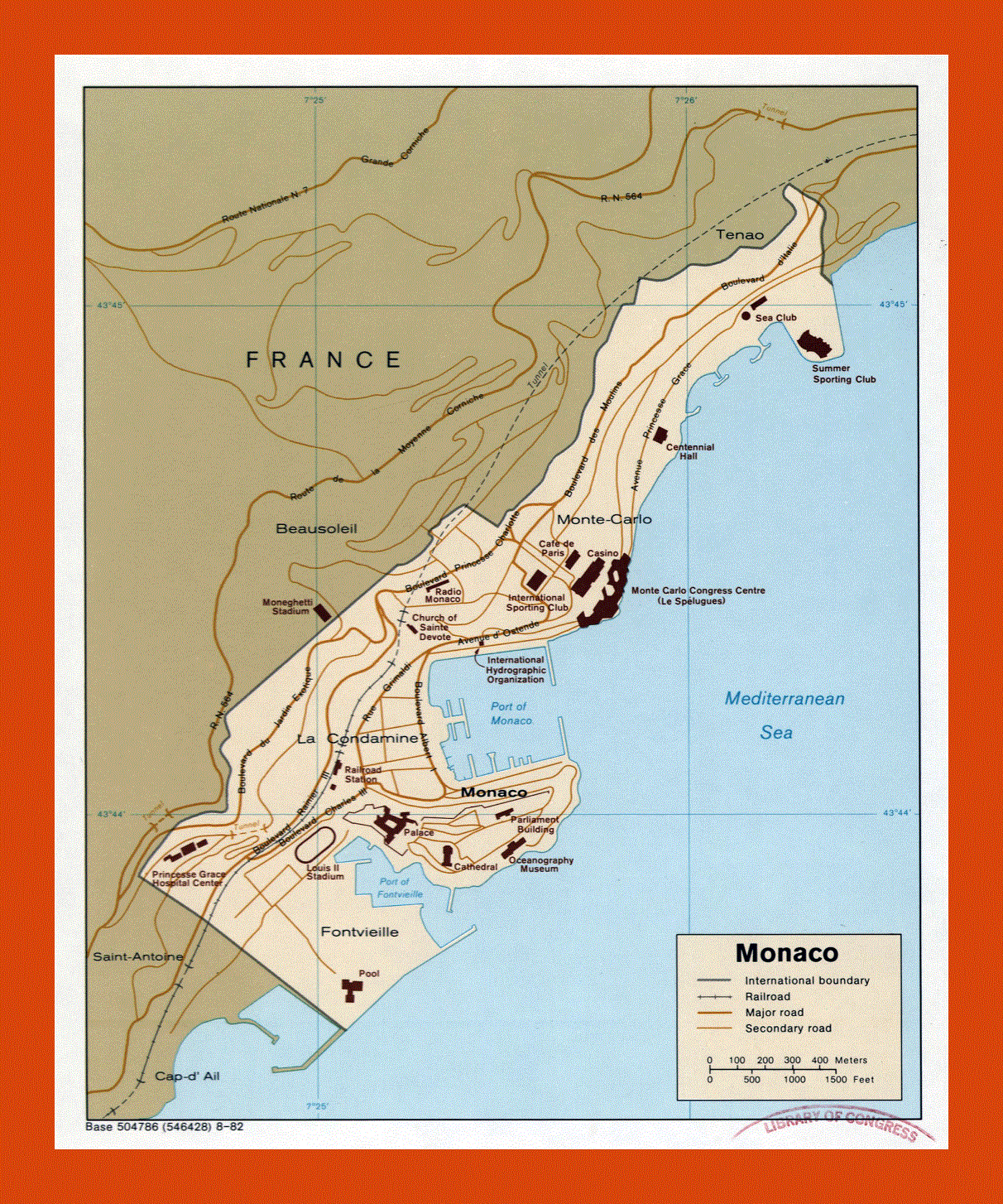 Political map of Monaco - 1982