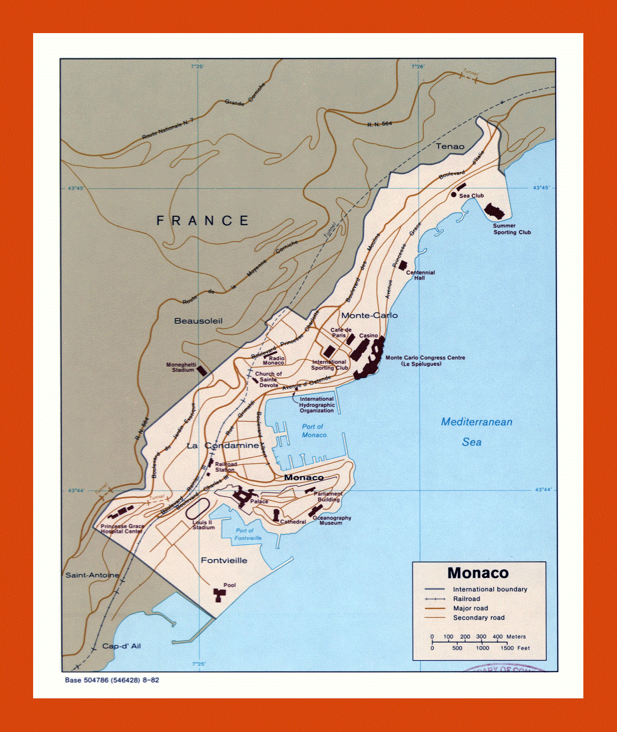 Political map of Monaco - 1982