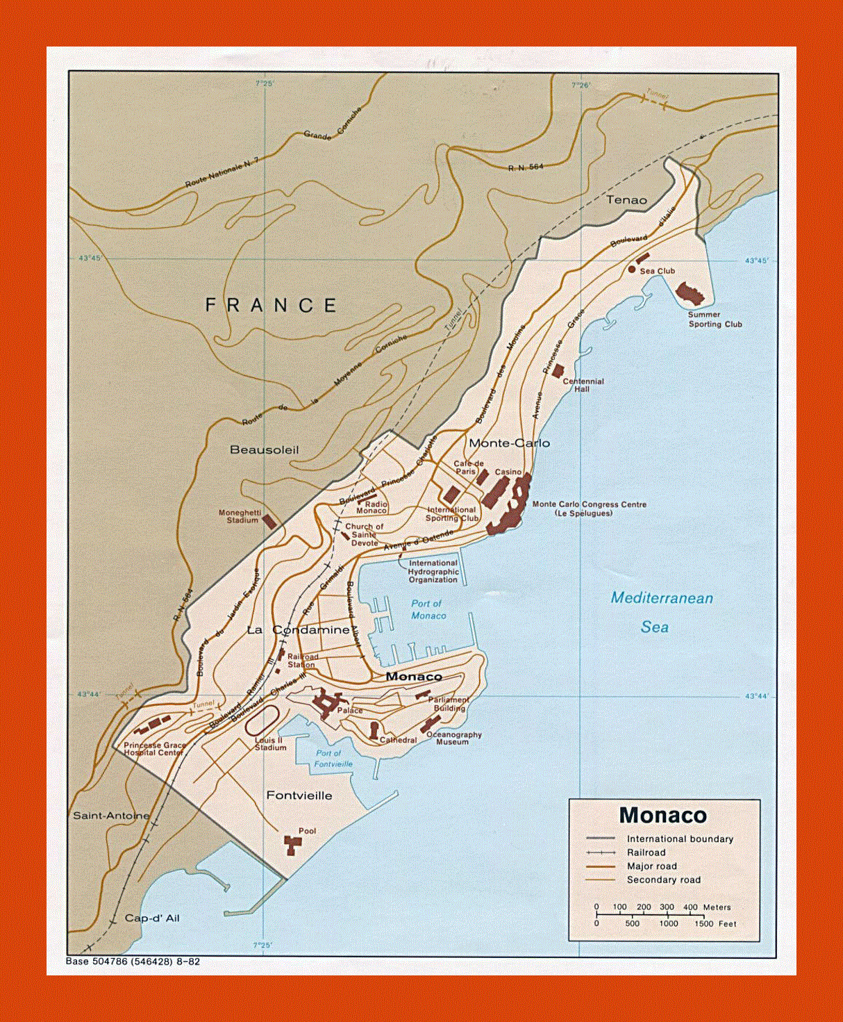 Political map of Monaco - 1982
