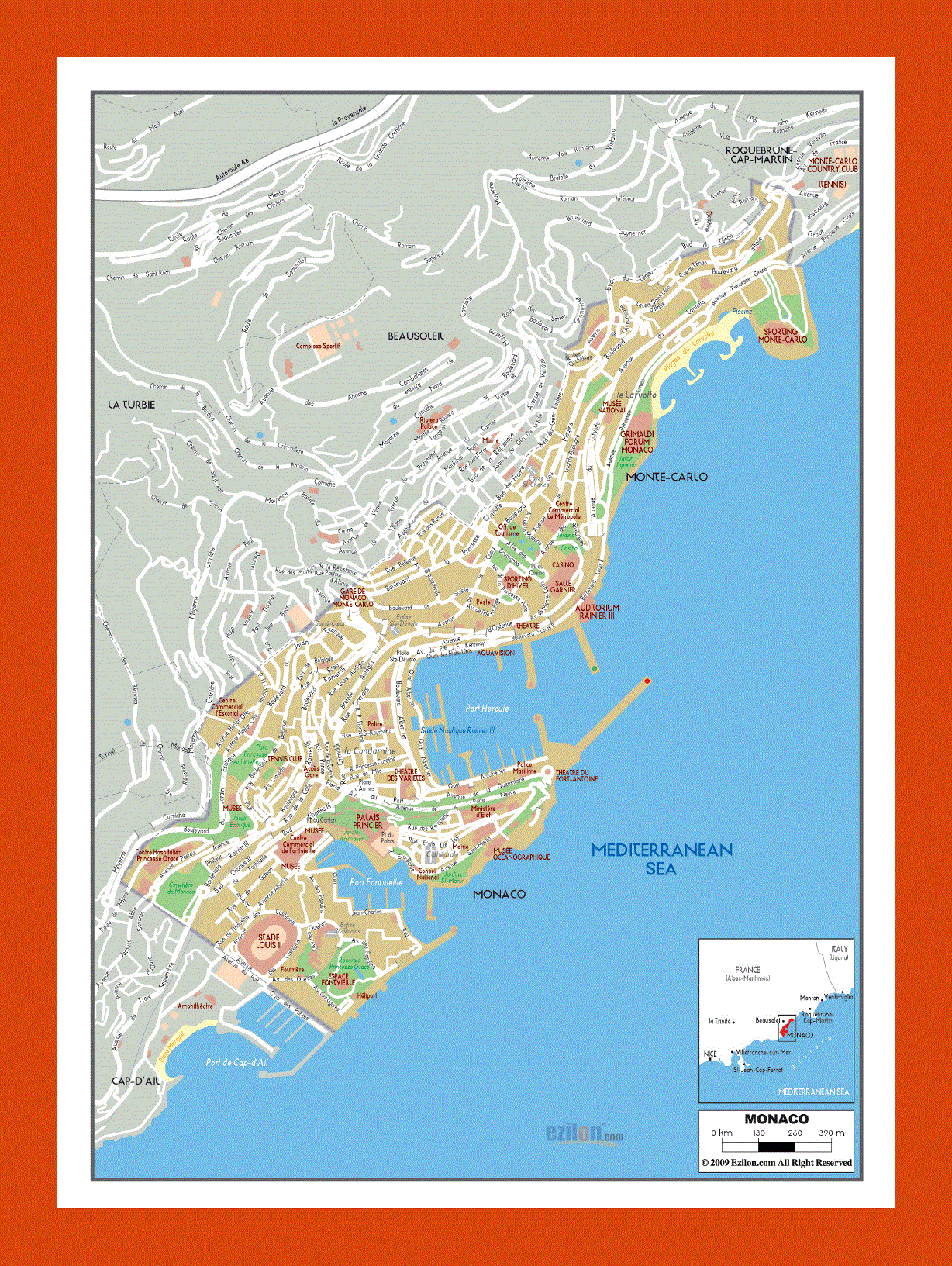 Road map of Monaco