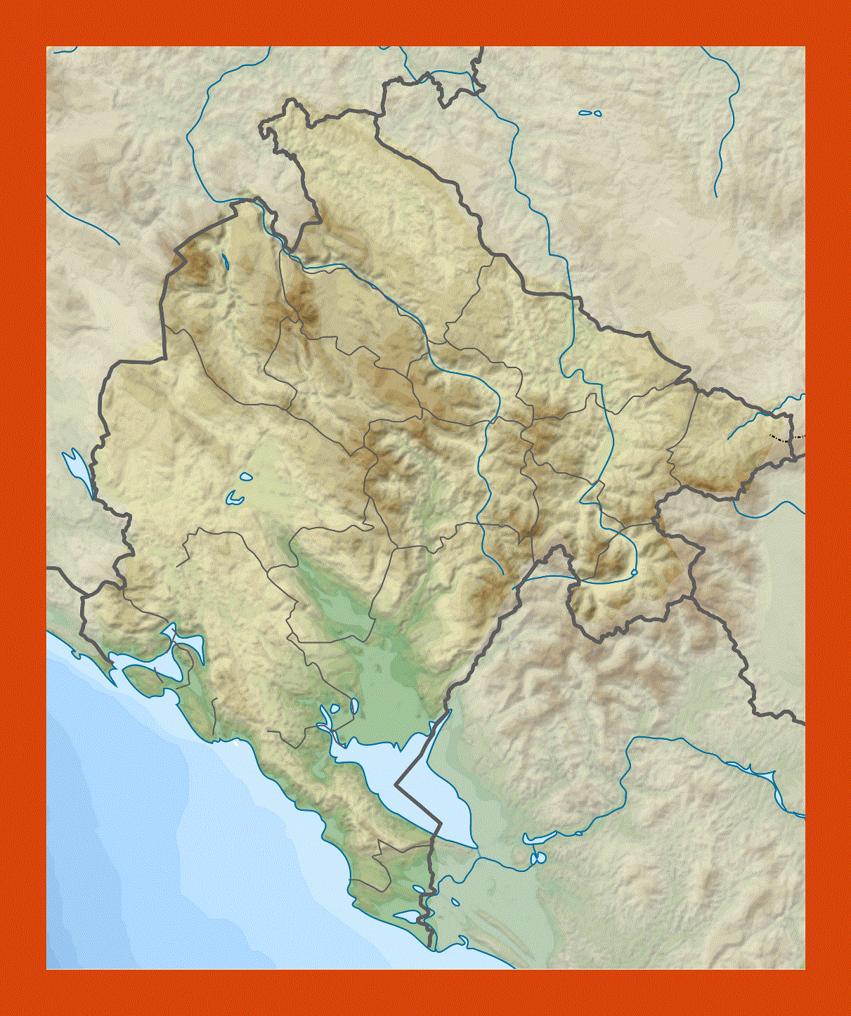 Elevation map of Montenegro