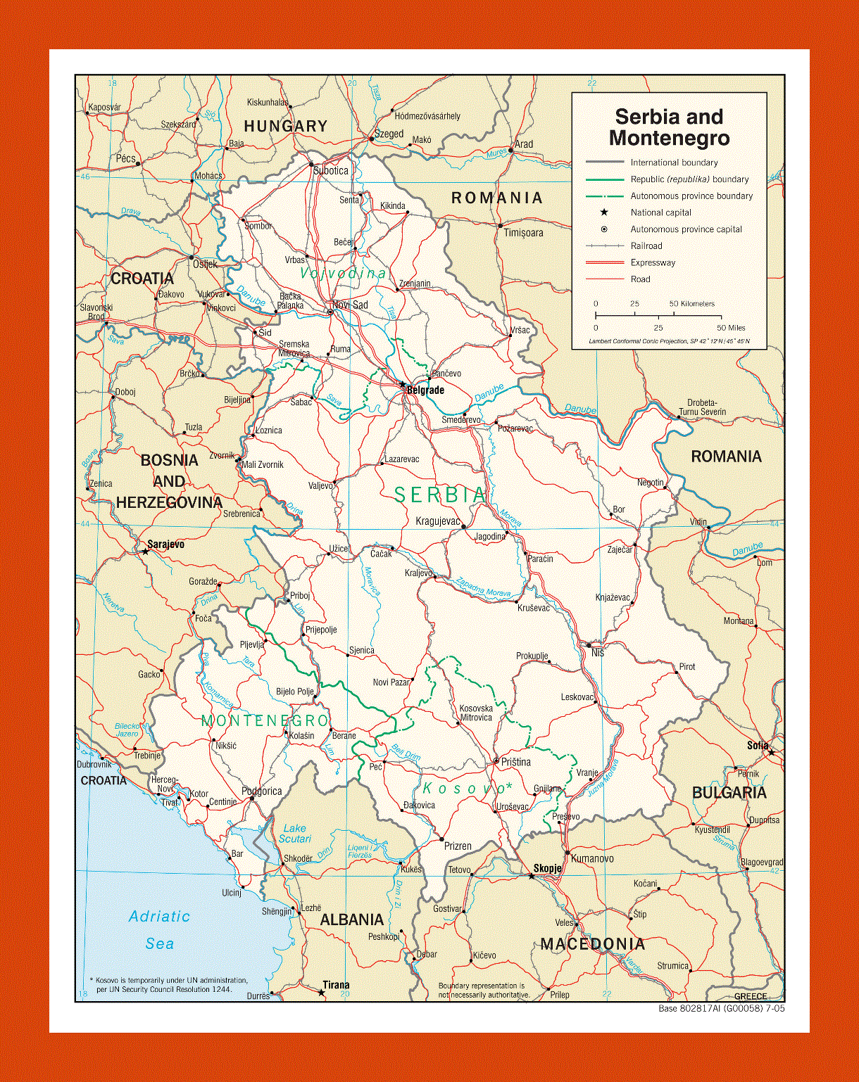 Political map of Serbia and Montenegro - 2005