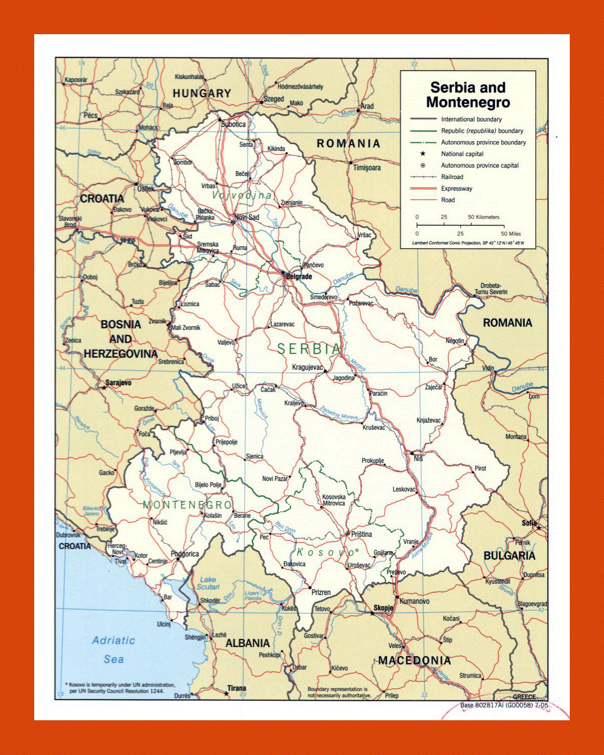 Political map of Serbia and Montenegro - 2005