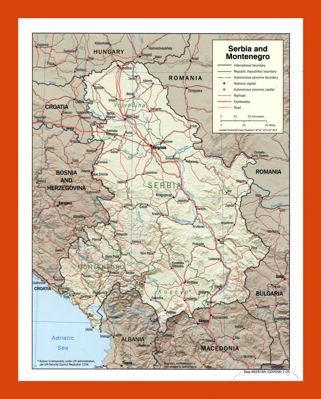 Political map of Serbia and Montenegro - 2005