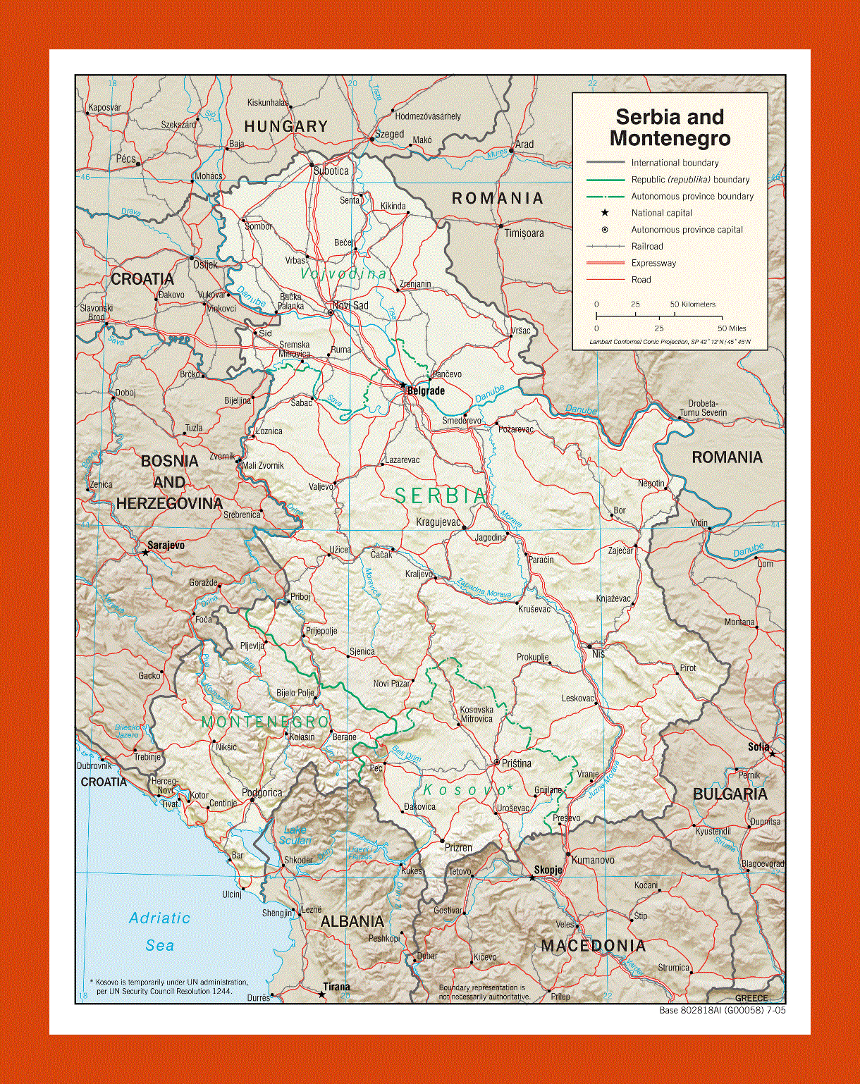 Political map of Serbia and Montenegro - 2005