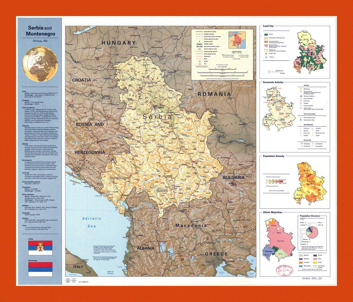 Summary map of Serbia and Montenegro - 1993