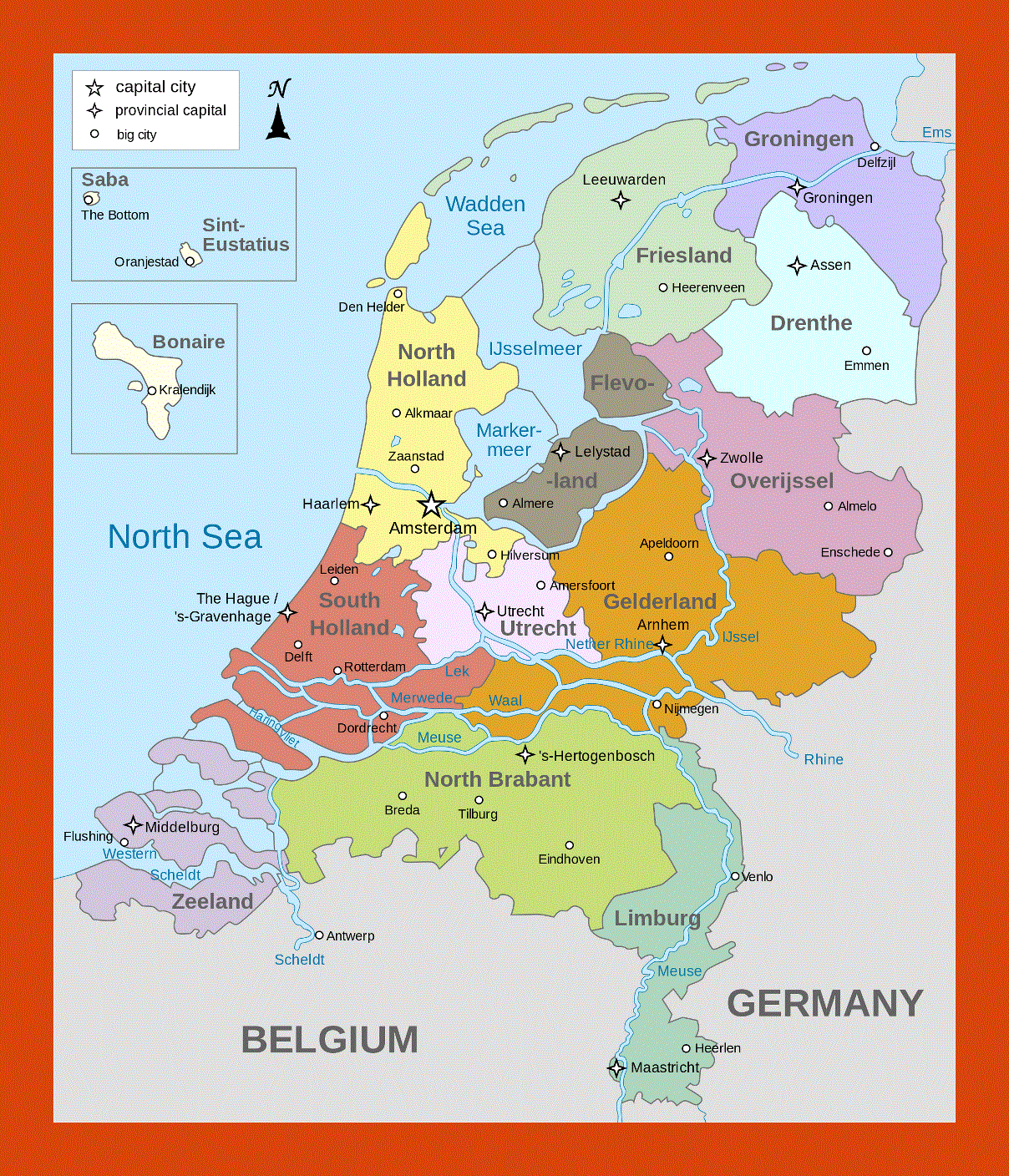 Administrative map of Netherlands