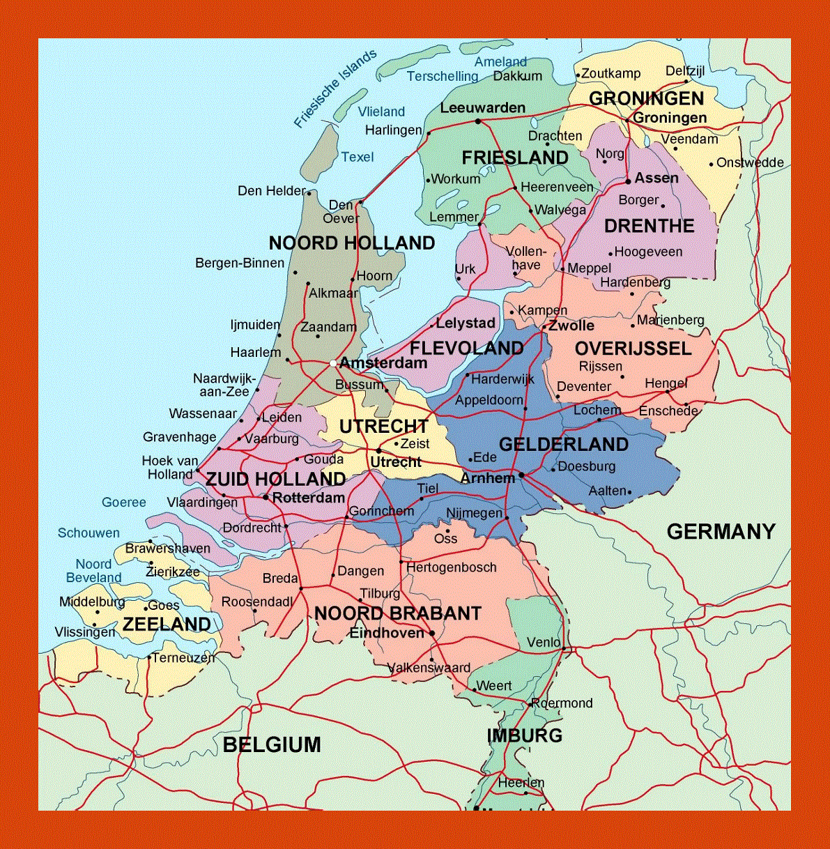 Administrative map of Netherlands