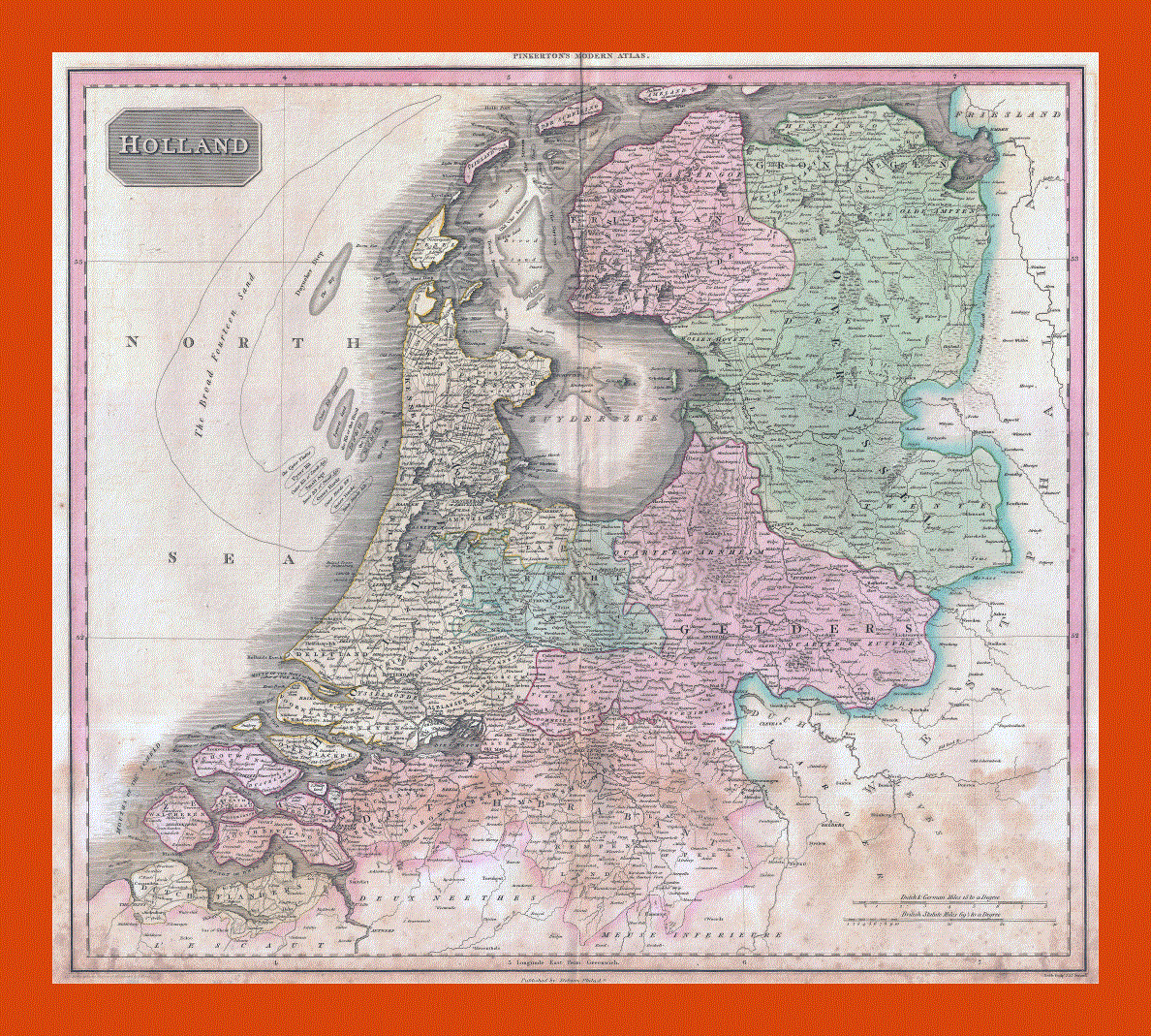 Old political and administrative map of Holland - 1818