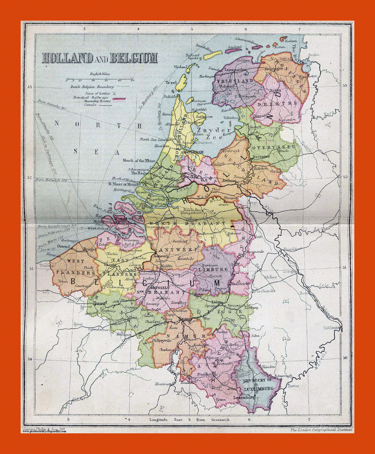 Old political and administrative map of Netherlands and Belgium - 1911