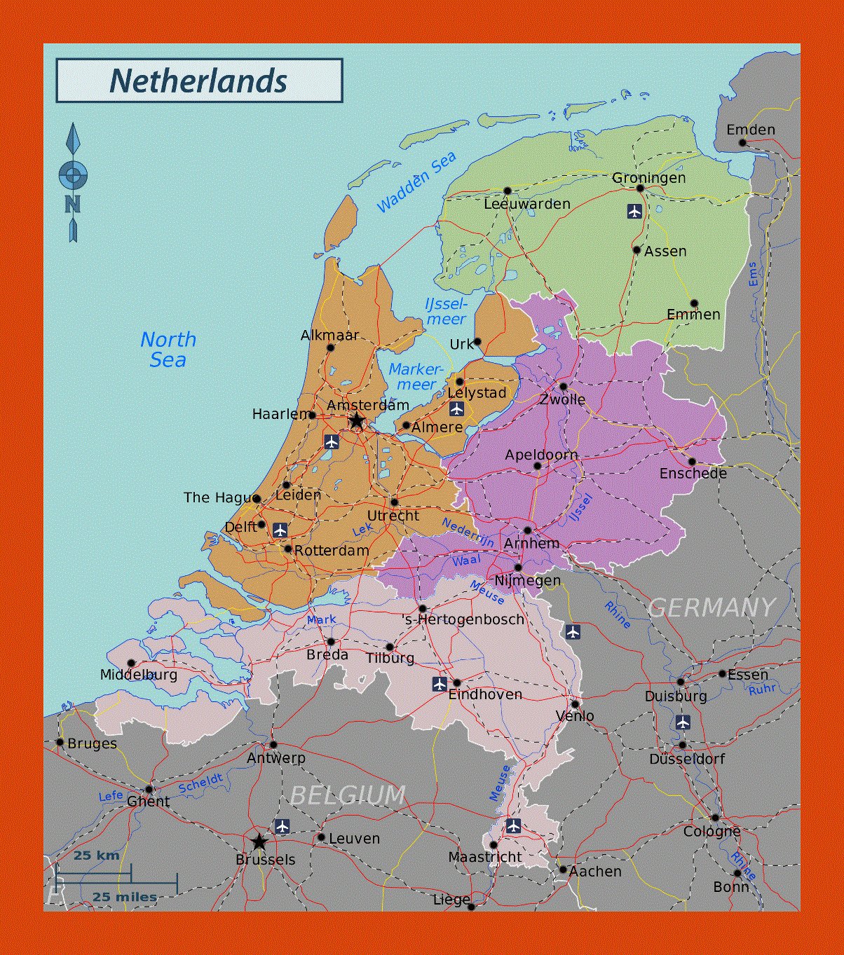 Regions map of Netherlands