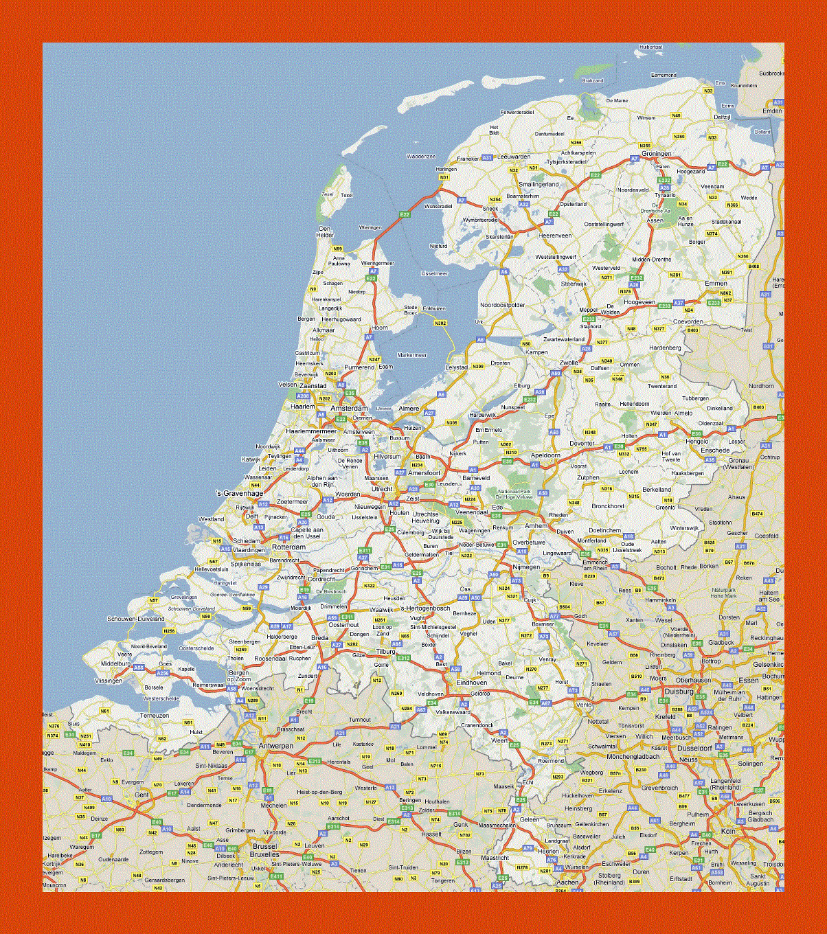 Road map of Netherlands