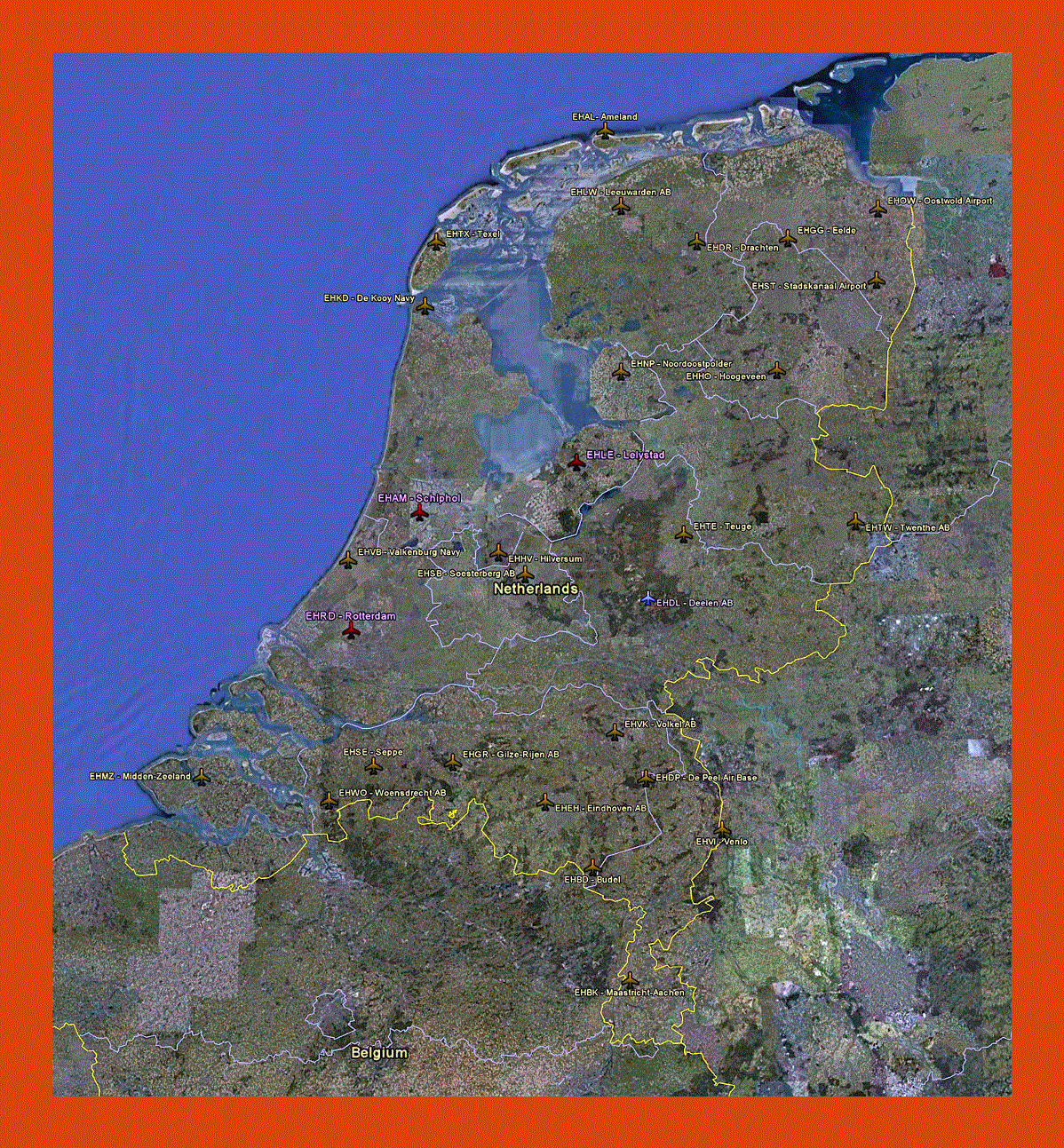 Satellite map of Netherlands