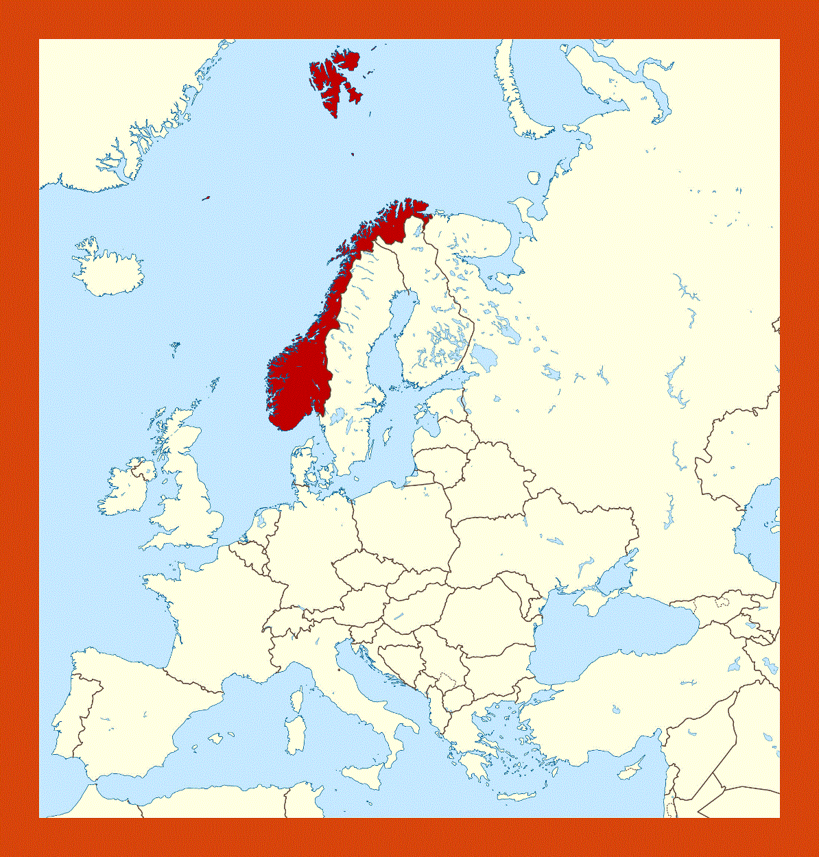 Location map of Norway in Europe